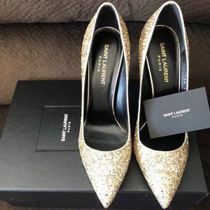 Saint laurent Zoe Glitter Pump Gold 37 1/2